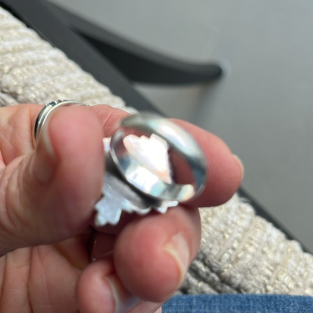 Sterling opalite cabachon stone ring.
Native American sz 6 - Picture 3 of 4
